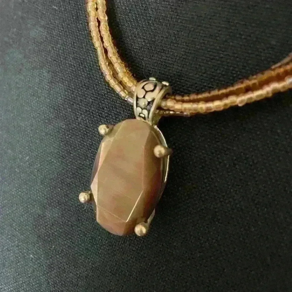 Brown and champagne beaded necklace